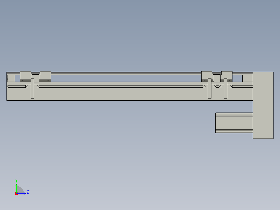 直线模组LHA6-S350-D-100W(16丝杆)设计图纸左视图