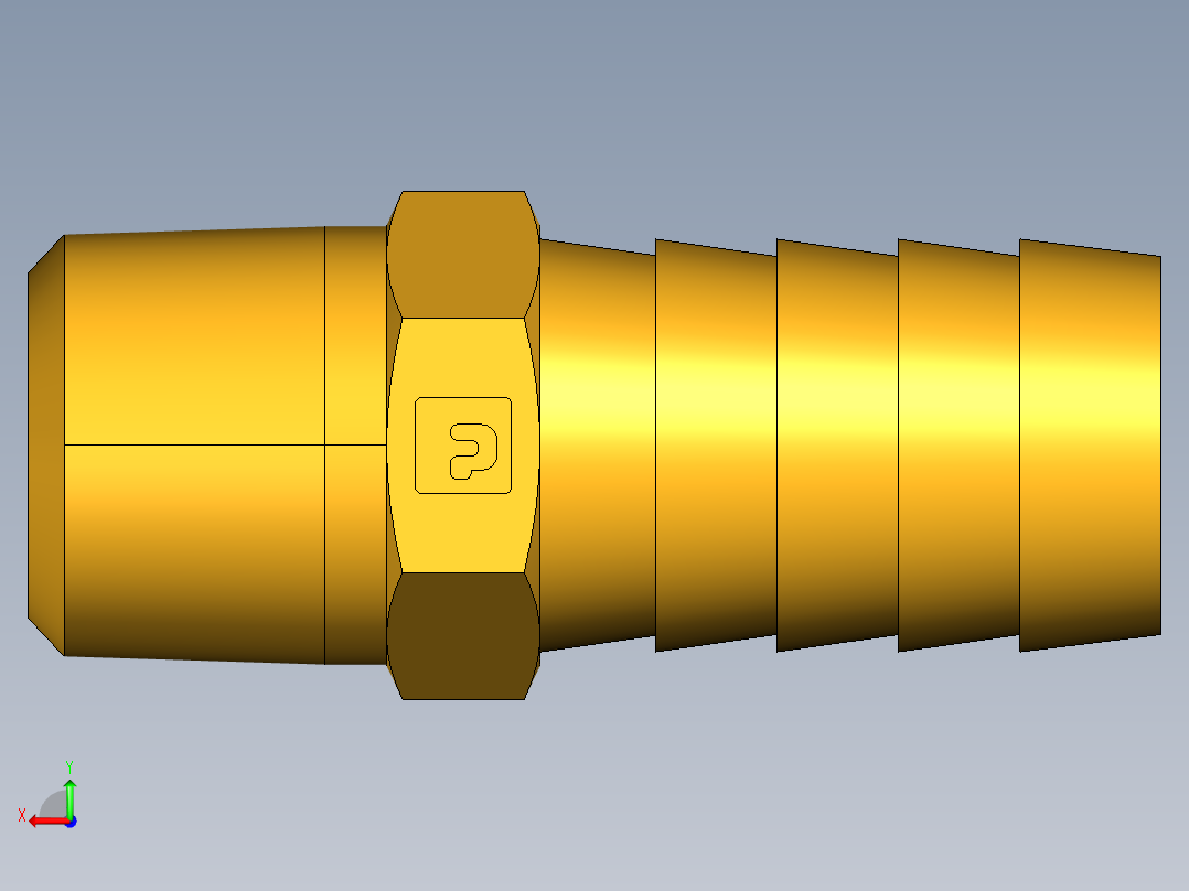 倒齿式工业管接头Hose Barb to Male Pipe 125HBL-10-6后视图