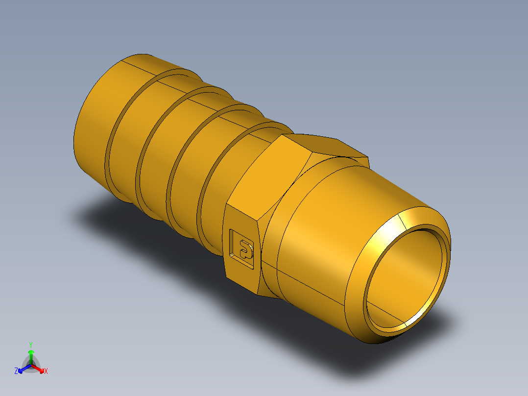 倒齿式工业管接头Hose Barb to Male Pipe 125HBL-10-6正等轴测图