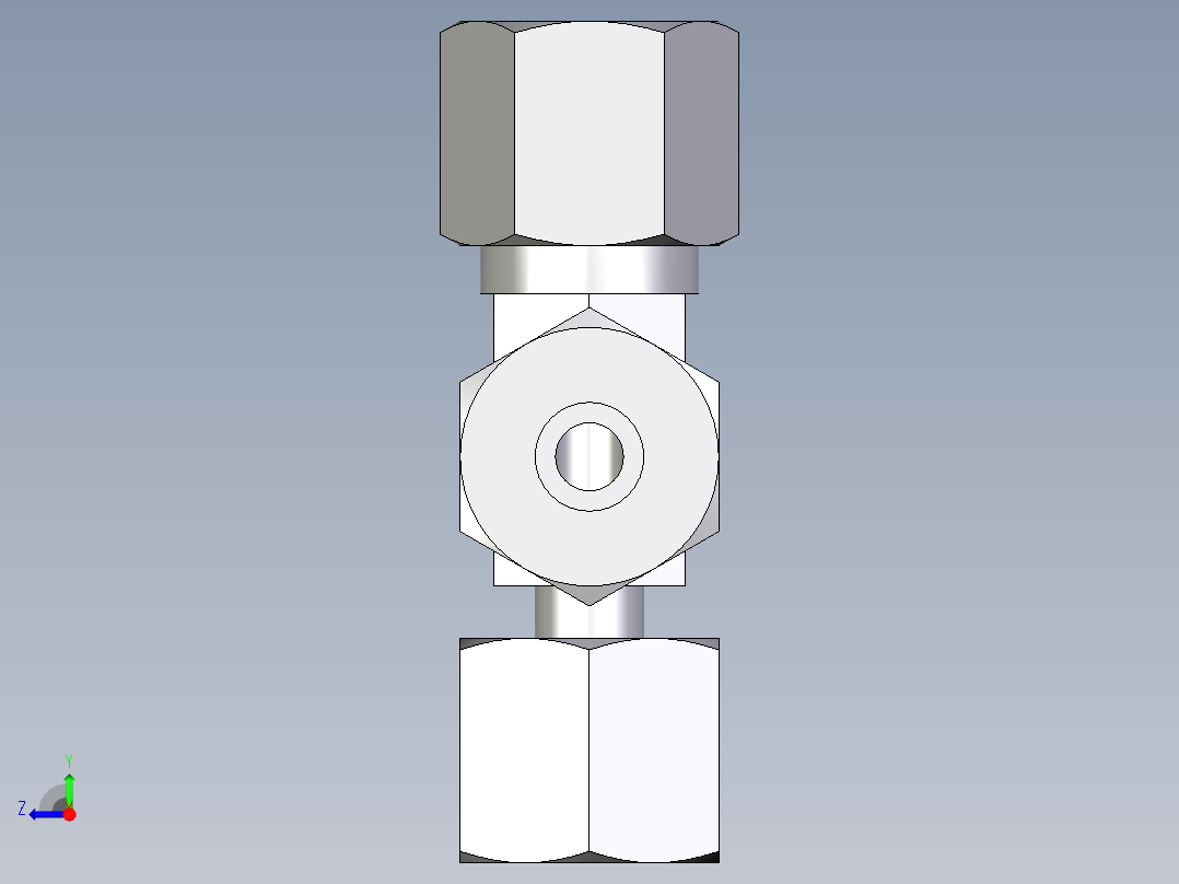 卡套式工业通用硬管接头EO_Standpipe_run_tee_EVL08SCF右视图