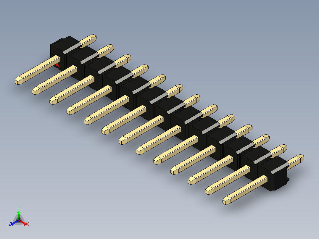 彩色公头100mil（2.54mm）系列-DS1021_black_1x13p_100mil_Type1_rev1.0正等轴测图