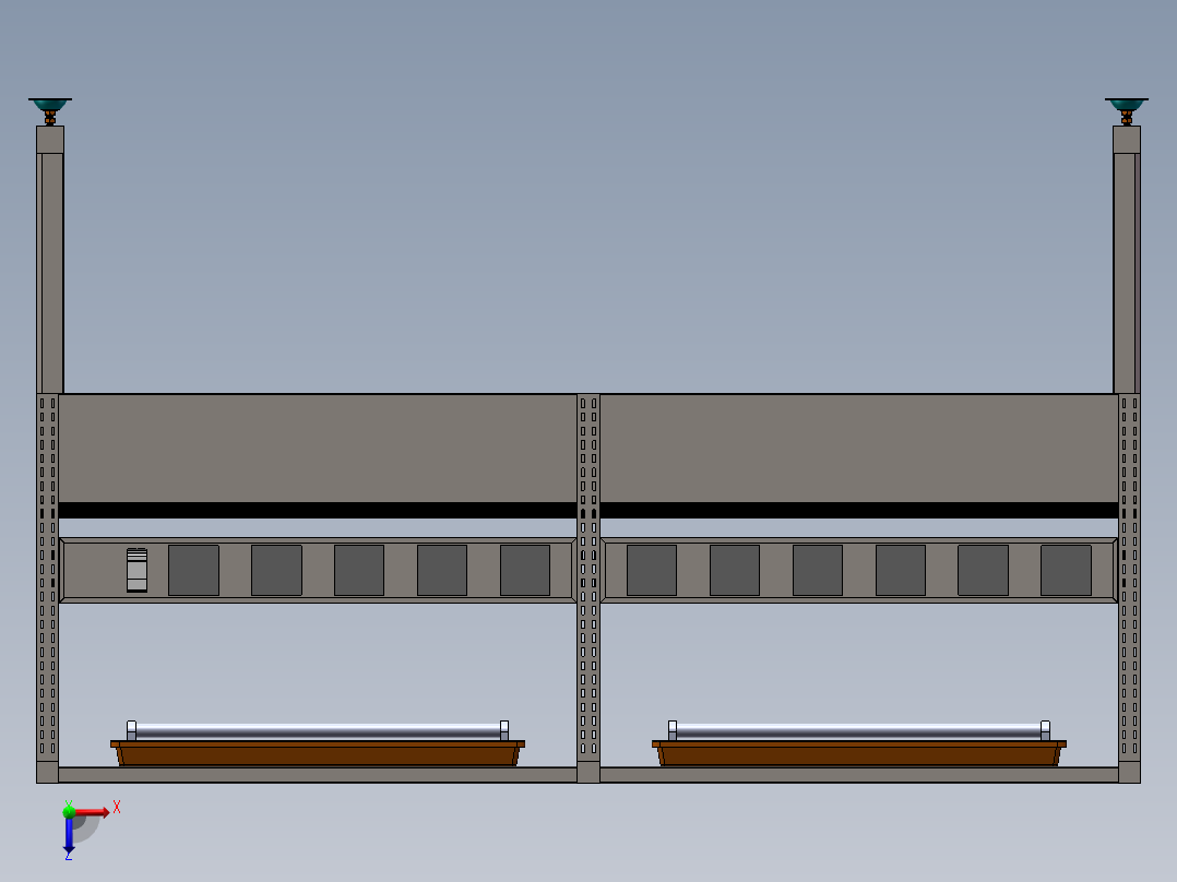 一款拆装检验工作台设计模型三维俯视图