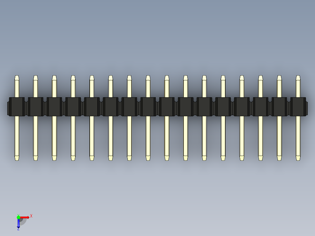 彩色公头100mil（2.54mm）系列-DS1021_black_1x16p_100mil_Type1_rev1.0俯视图