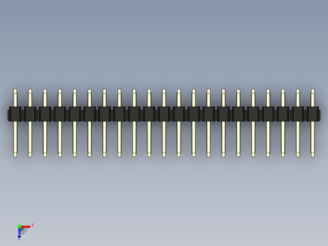 彩色公头100mil（2.54mm）系列-DS1021_black_2x21p_100mil_Type1_rev1.0俯视图