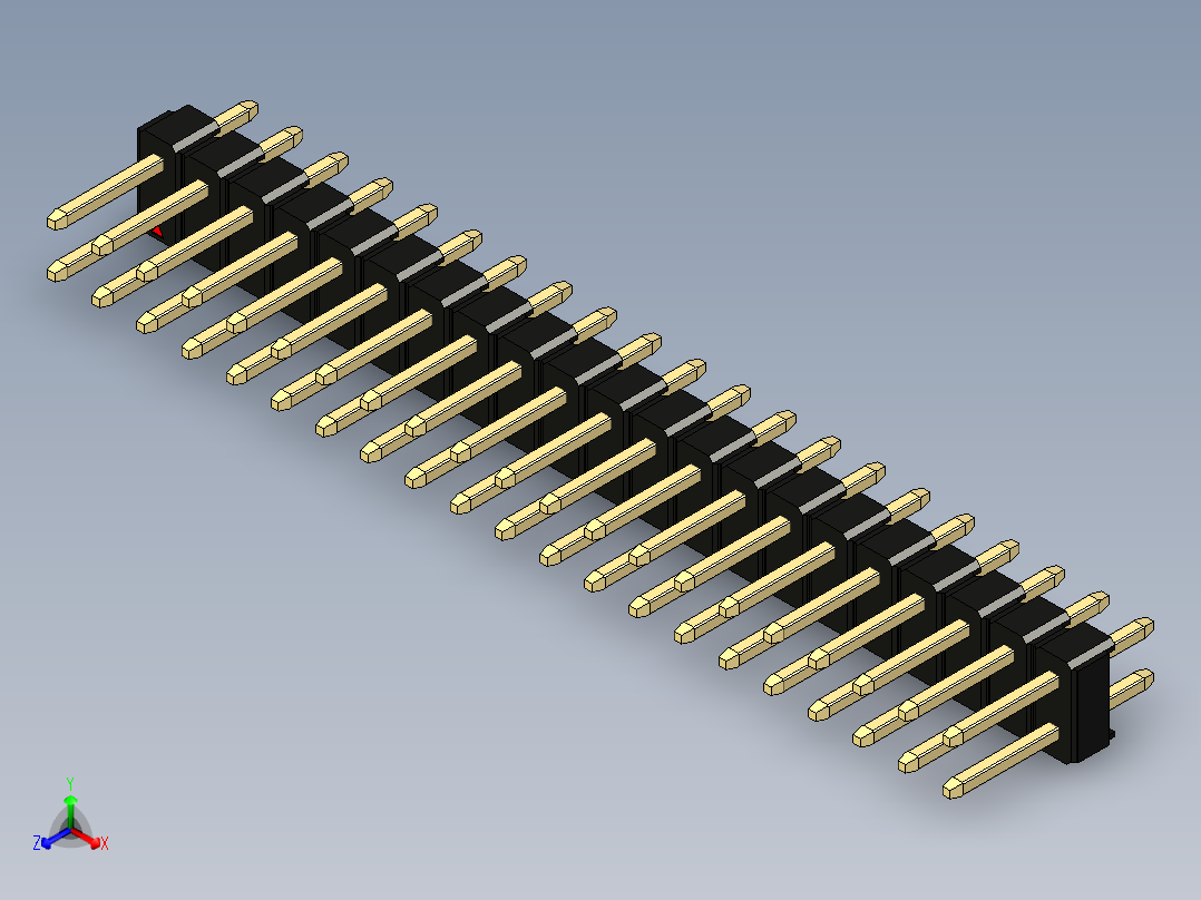 彩色公头100mil（2.54mm）系列-DS1021_black_2x21p_100mil_Type1_rev1.0正等轴测图