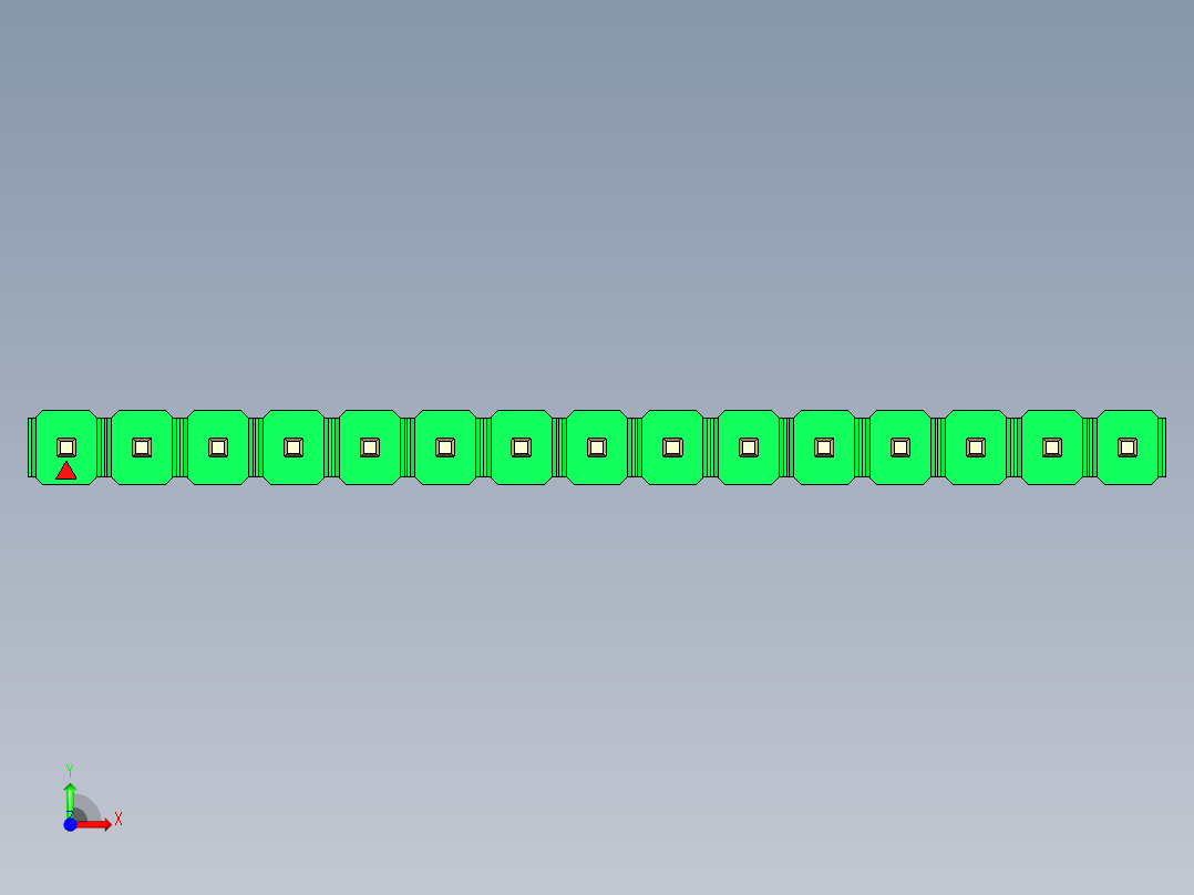彩色公头100mil（2.54mm）系列-DS1021_green_1x15p_100mil_Type19_rev1.0前视图