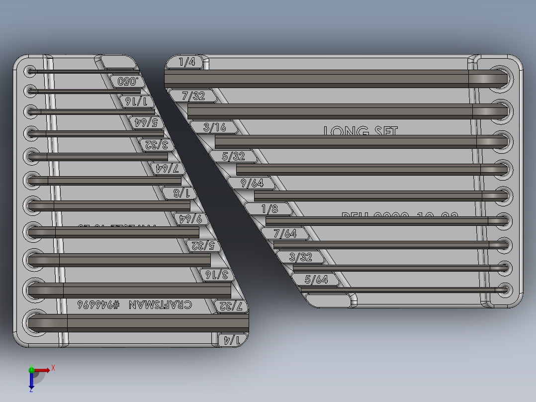 Craftsman 946677 20 件 MERIC 六角扳手套装 3DP俯视图