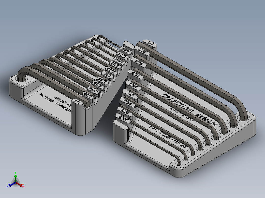 Craftsman 946677 20 件 MERIC 六角扳手套装 3DP正等轴测图