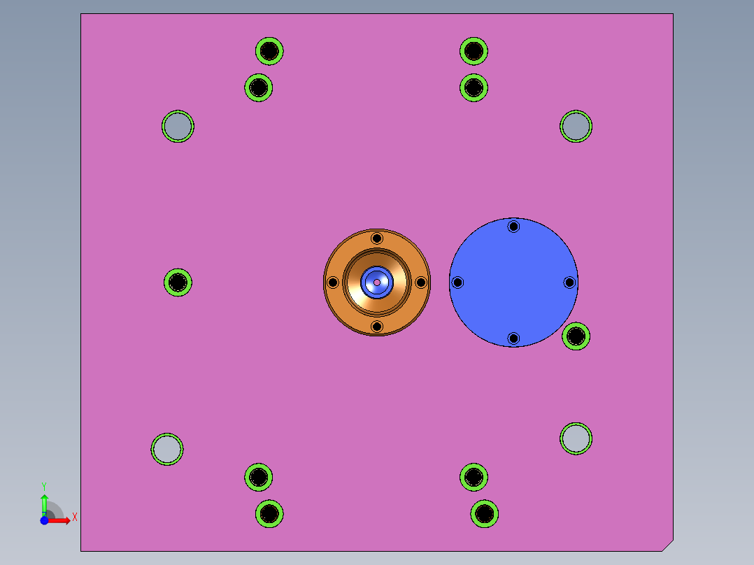 高效3D模具图（冷流道+热流道+叠层）前视图