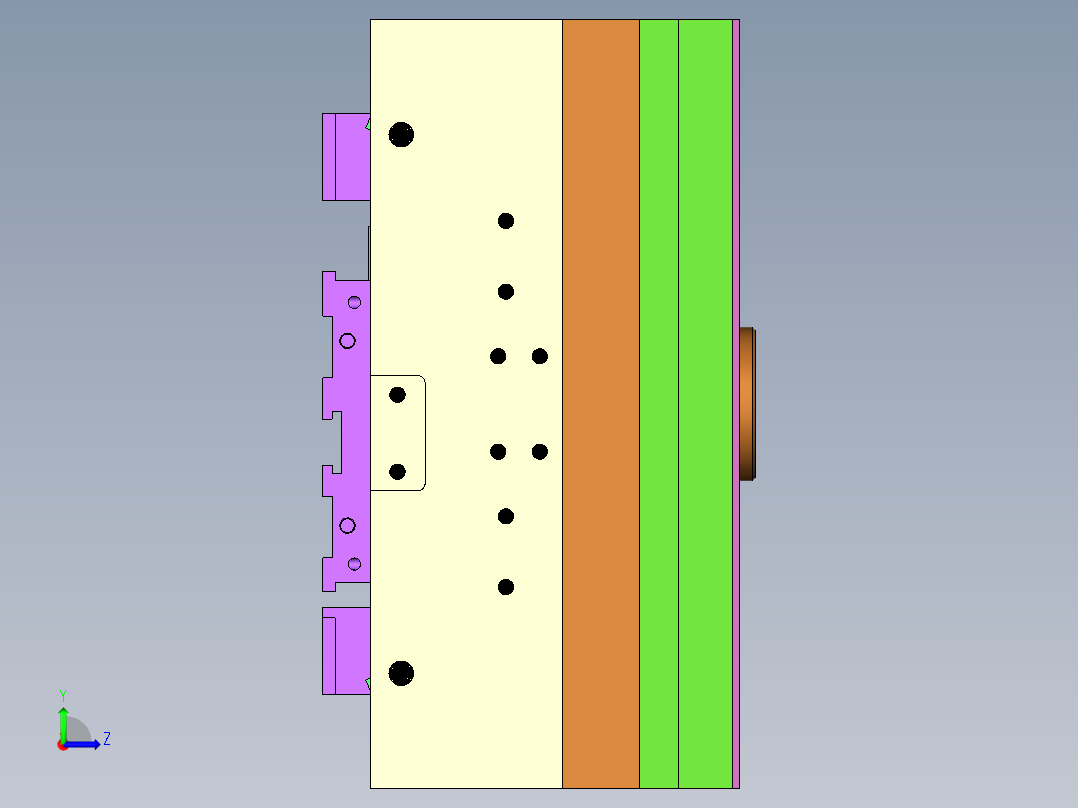 高效3D模具图（冷流道+热流道+叠层）左视图