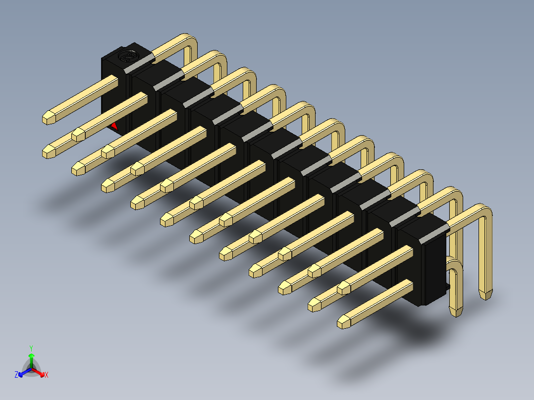 彩色公排针 100mil 2.54mm 系列-DS1022_black_2x11p_100mil_TypeD_rev1.0