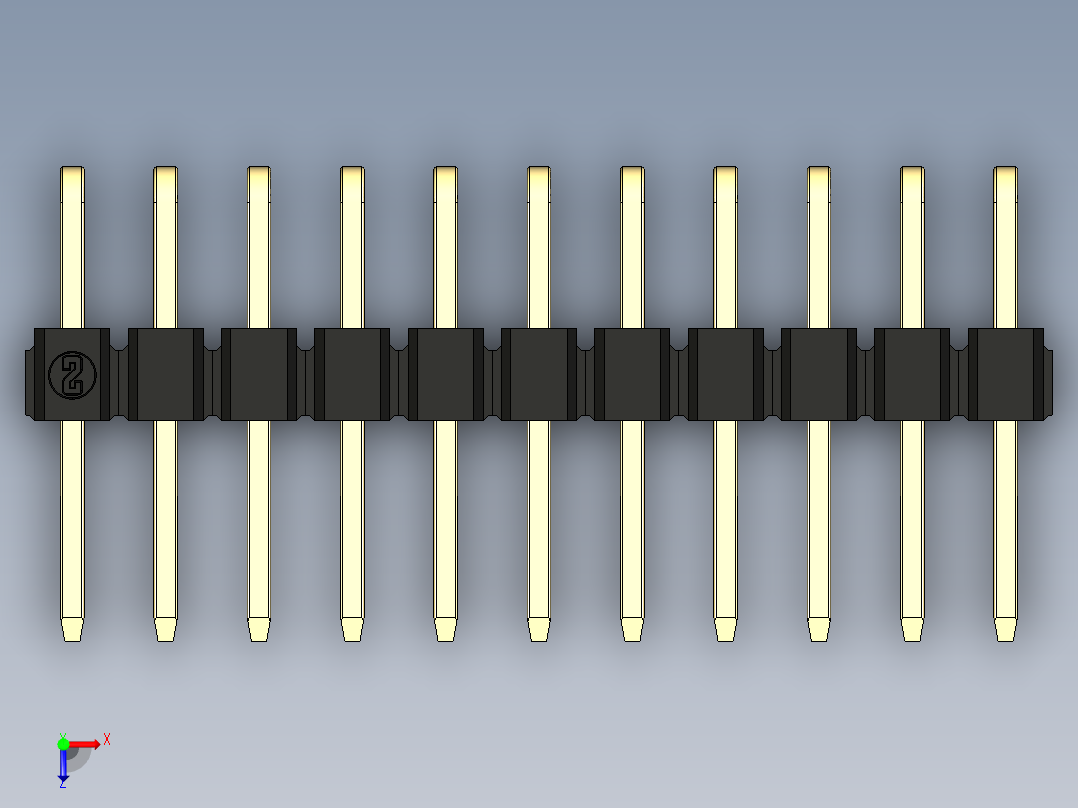 彩色公排针 100mil 2.54mm 系列-DS1022_black_2x11p_100mil_TypeD_rev1.0俯视图