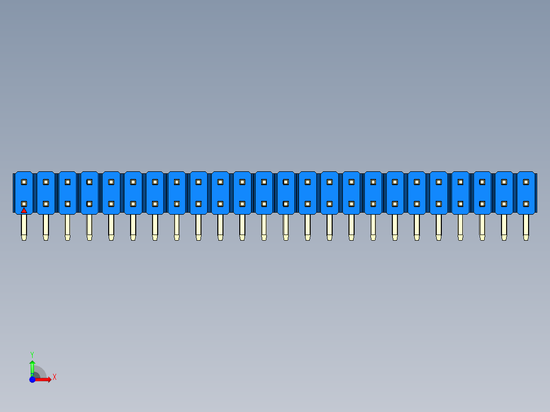 彩色公排针 100mil 2.54mm 系列-DS1022_blue_2x24p_100mil_TypeD_rev1.0前视图