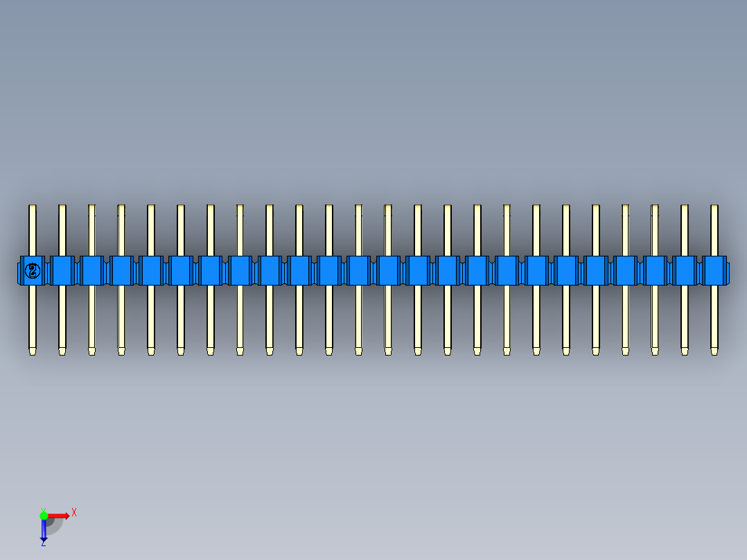 彩色公排针 100mil 2.54mm 系列-DS1022_blue_2x24p_100mil_TypeD_rev1.0俯视图