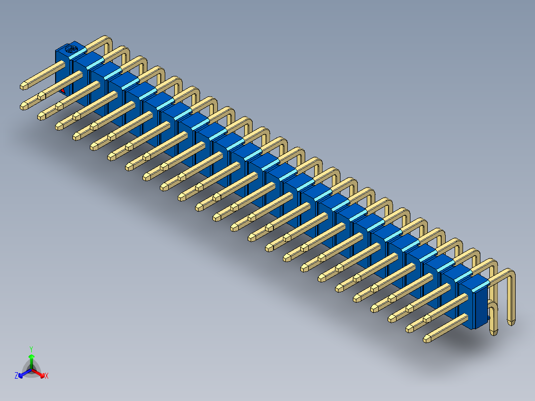 彩色公排针 100mil 2.54mm 系列-DS1022_blue_2x24p_100mil_TypeD_rev1.0正等轴测图
