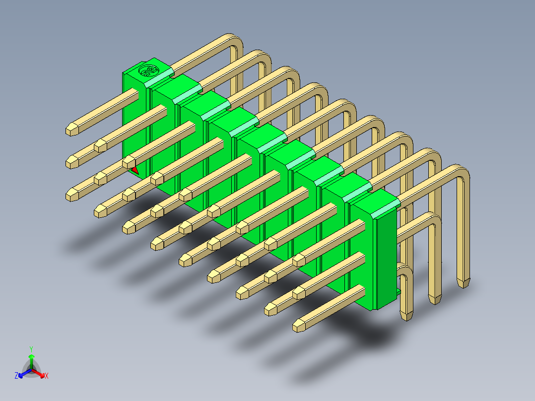 彩色公排针 100mil 2.54mm 系列-DS1022_green_3x09p_100mil_TypeD_rev1.0