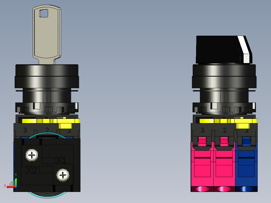 开关按钮和指示灯后视图