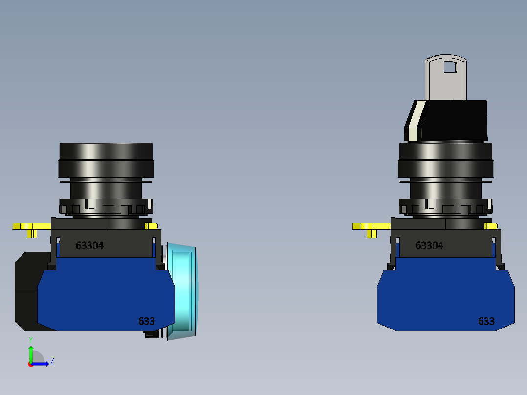 开关按钮和指示灯左视图