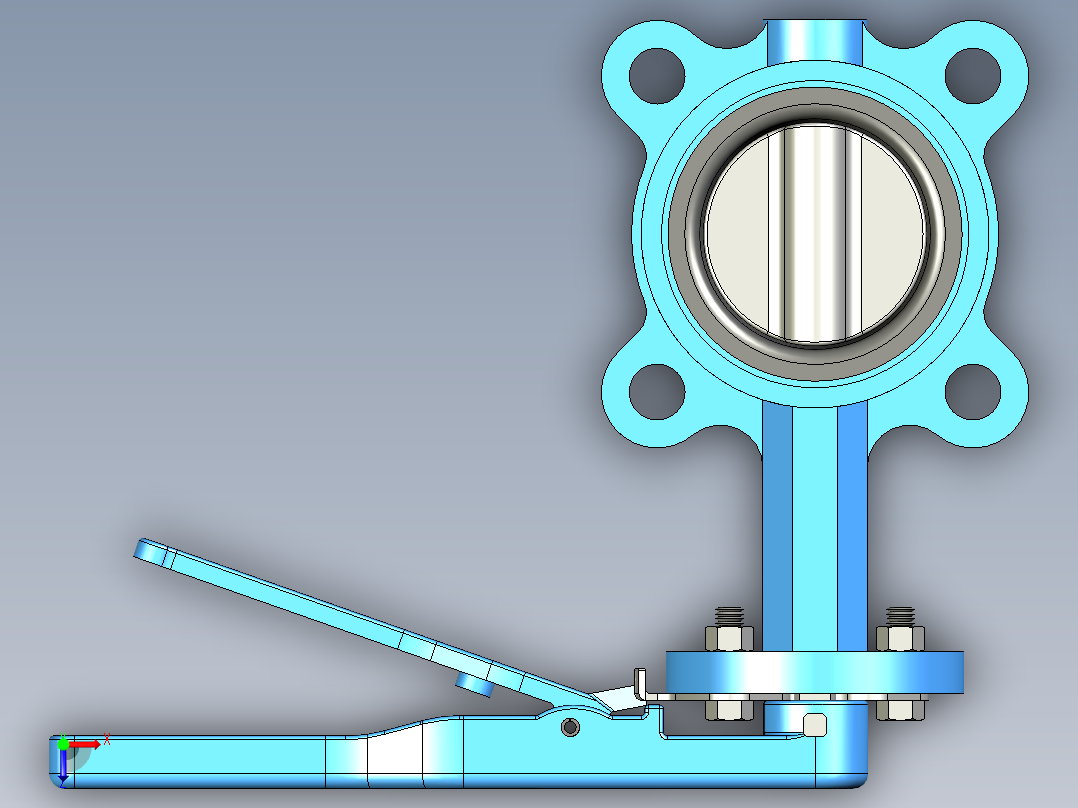 蝶阀3英寸solidworks-stp-igs格式俯视图