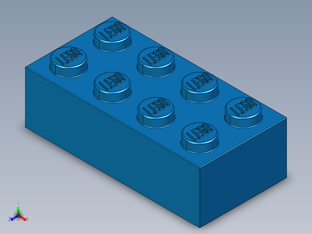 乐高套装 4421基本积木-300123 Bright Blue Brick 2 x 4.STEP正等轴测图