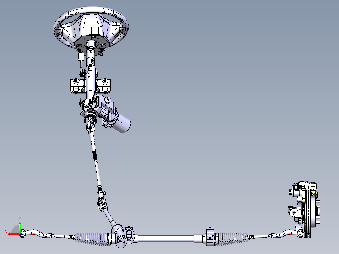 某商用车转向系统设计【机械式齿轮齿条转向器】【含三维catia+CAD图+文档】后视图
