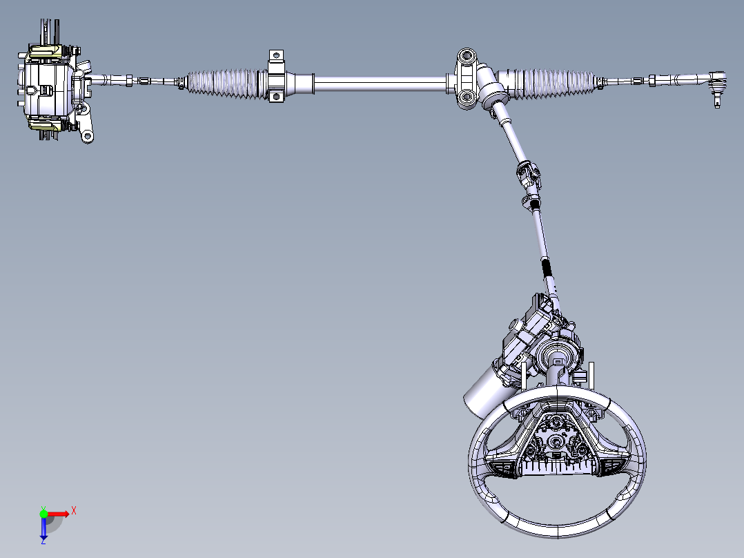 某商用车转向系统设计【机械式齿轮齿条转向器】【含三维catia+CAD图+文档】俯视图