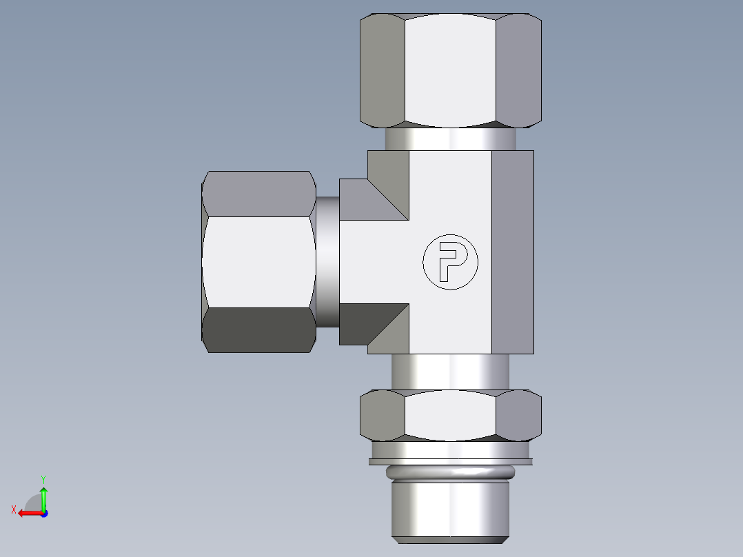 卡套式工业通用硬管接头EO_Adjustable_locknut_run_tee_LEE12SMORCF后视图