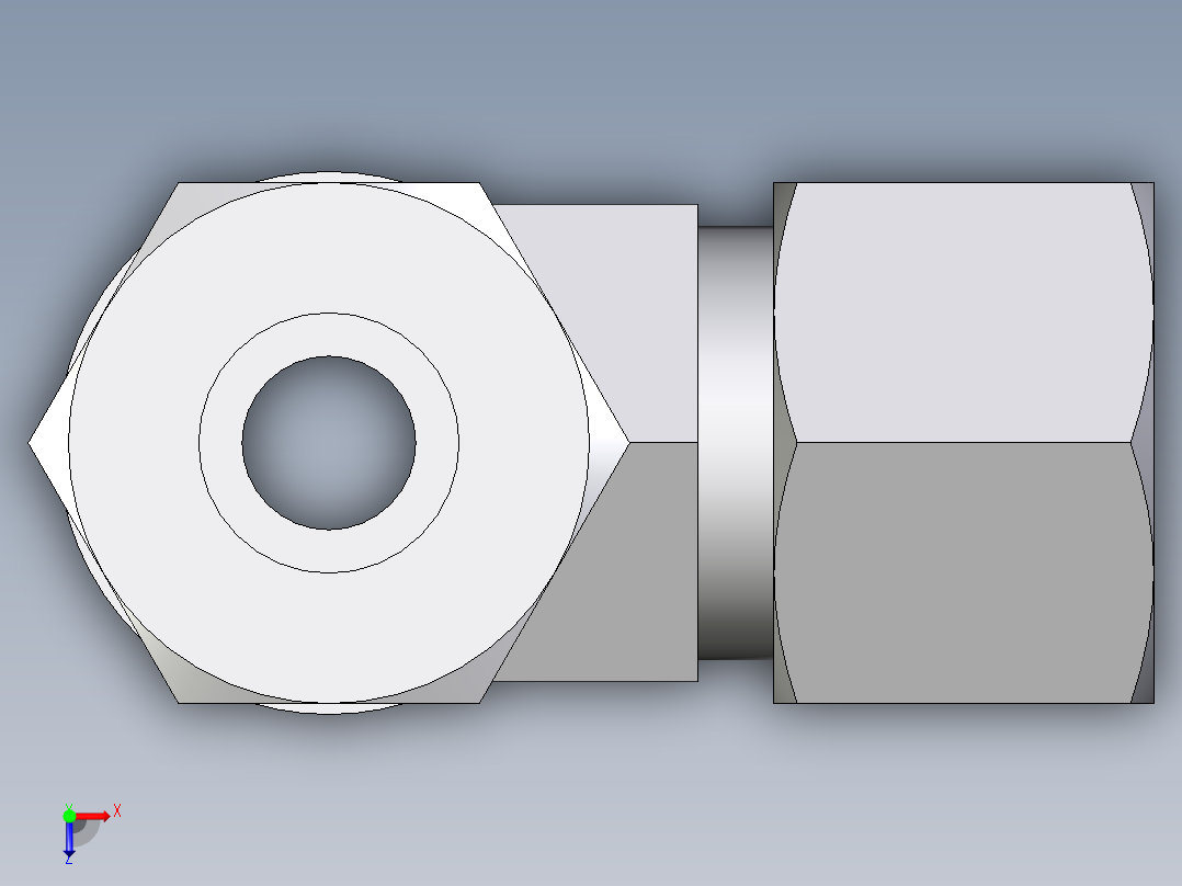 卡套式工业通用硬管接头EO_Adjustable_locknut_run_tee_LEE12SMORCF俯视图