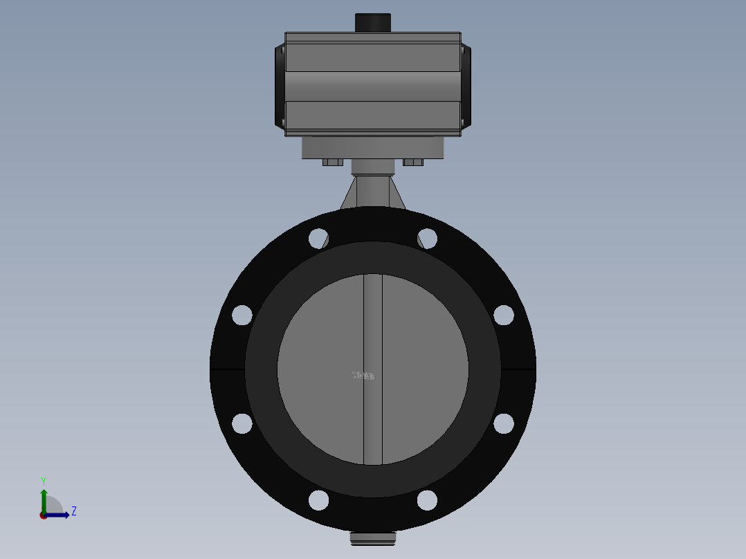 法兰式气动蝶阀-铸铁 DN50-DN400左视图