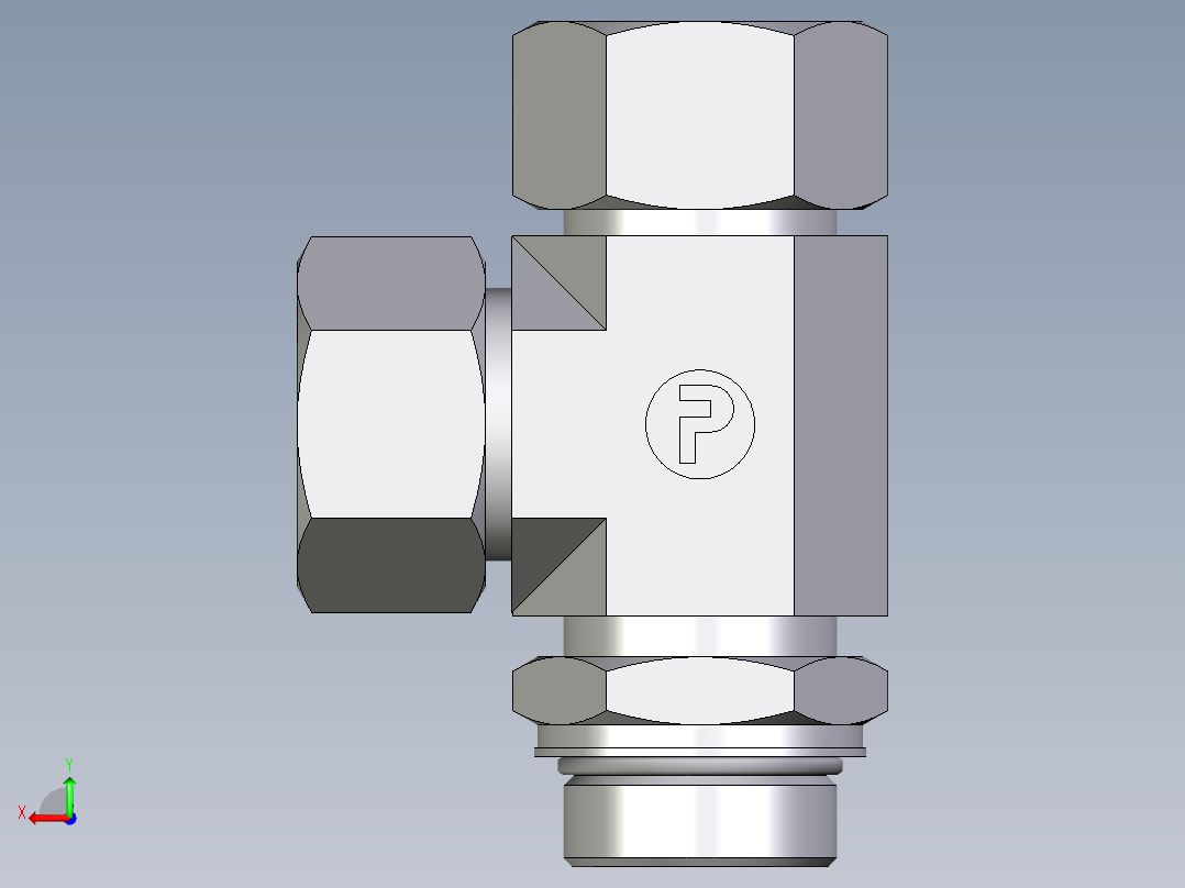 卡套式工业通用硬管接头EO_Adjustable_locknut_run_tee_LEE30SMORCF后视图