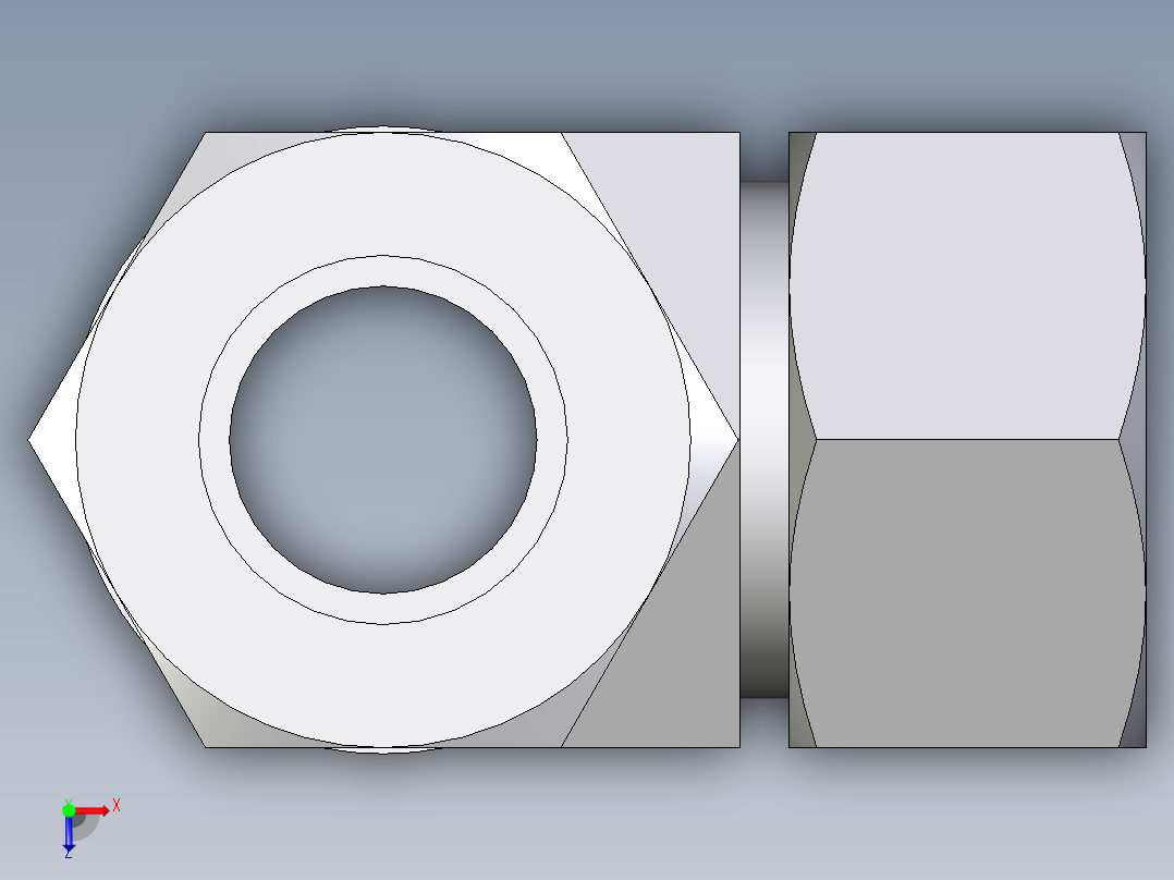 卡套式工业通用硬管接头EO_Adjustable_locknut_run_tee_LEE30SMORCF俯视图