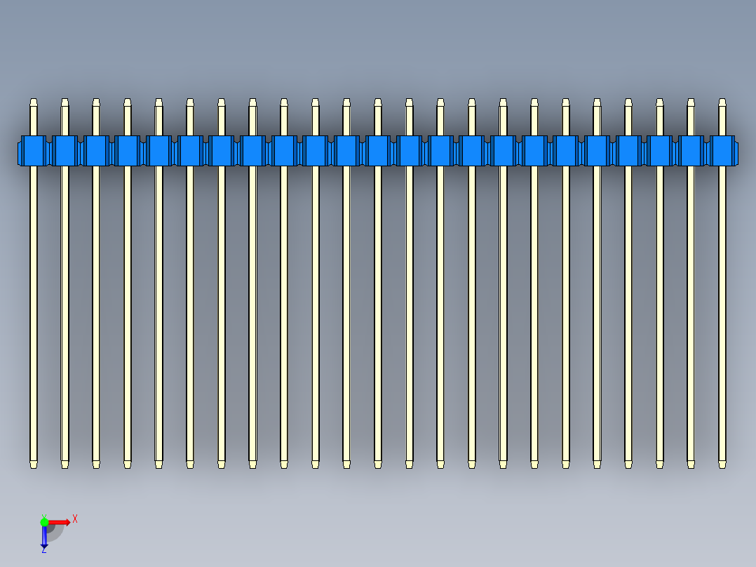 彩色公头100mil（2.54mm）系列-DS1021_blue_1x23p_100mil_Type43_rev1.0俯视图