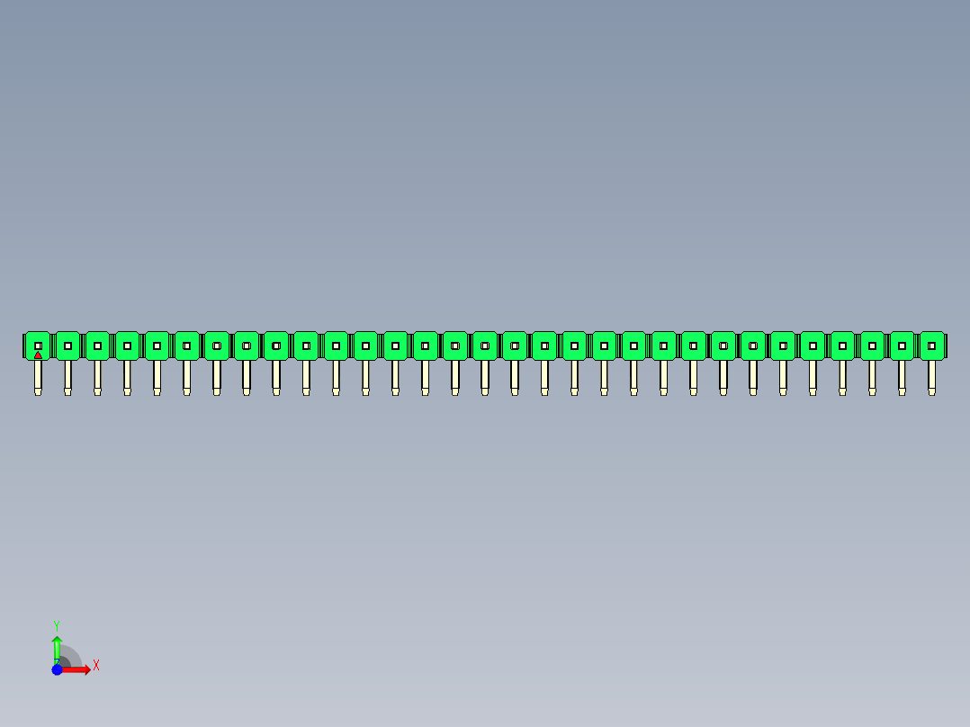 彩色公排针 100mil 2.54mm 系列-DS1022_green_1x31p_100mil_TypeD_rev1.0前视图