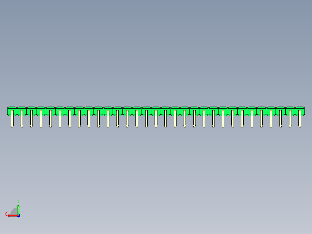 彩色公排针 100mil 2.54mm 系列-DS1022_green_1x31p_100mil_TypeD_rev1.0后视图