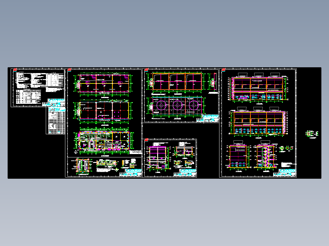 某四层框架结构合成氨循环水装置设计cad详细建筑施工图（含设计说明）