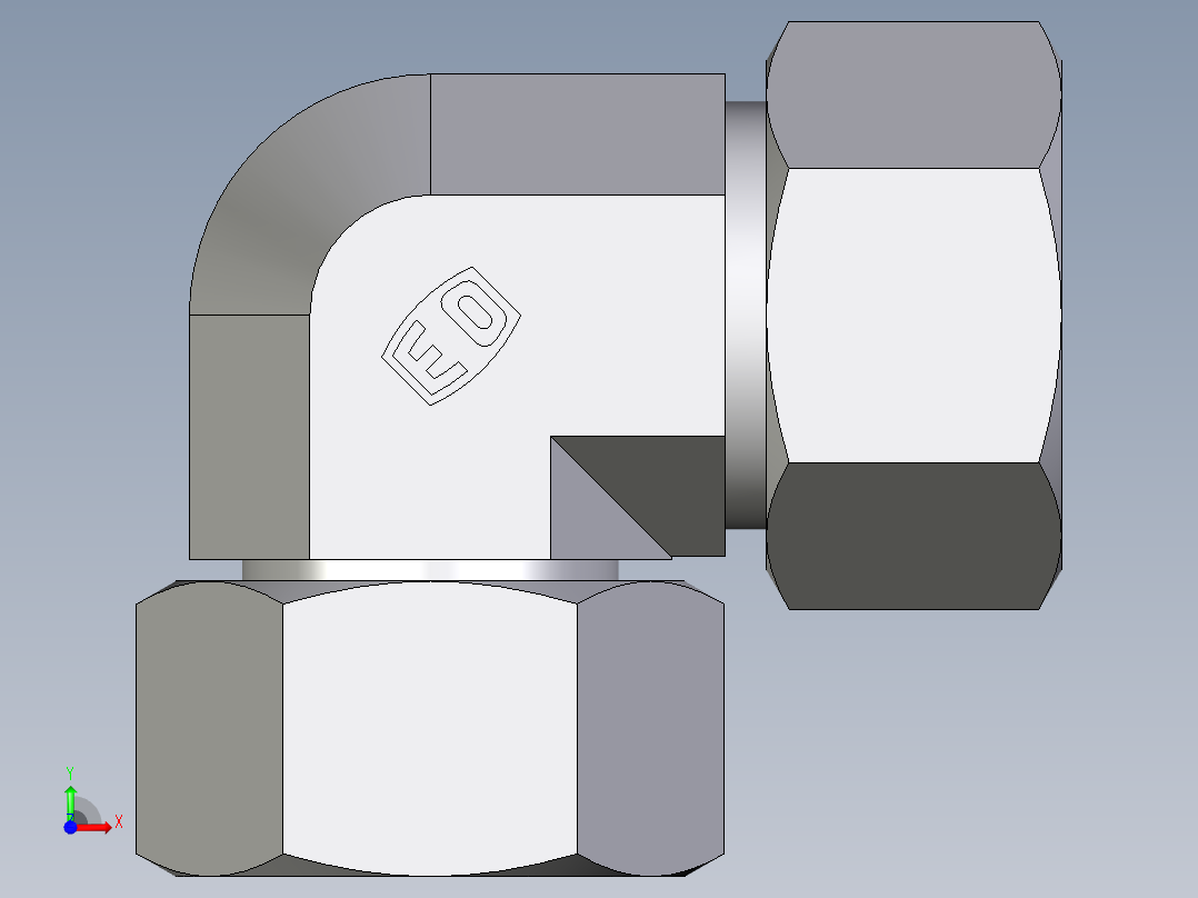卡套式工业通用硬管接头EO_Swivel_nut_elbow_EW30SCF前视图