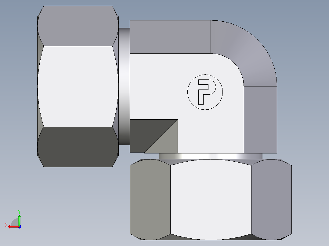 卡套式工业通用硬管接头EO_Swivel_nut_elbow_EW30SCF后视图