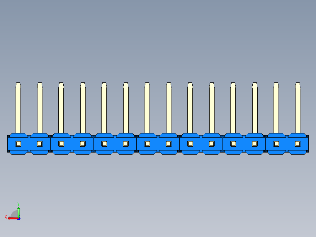 彩色公排针 100mil 2.54mm 系列-DS1022_blue_14p_100mil_TypeU_rev1.0后视图