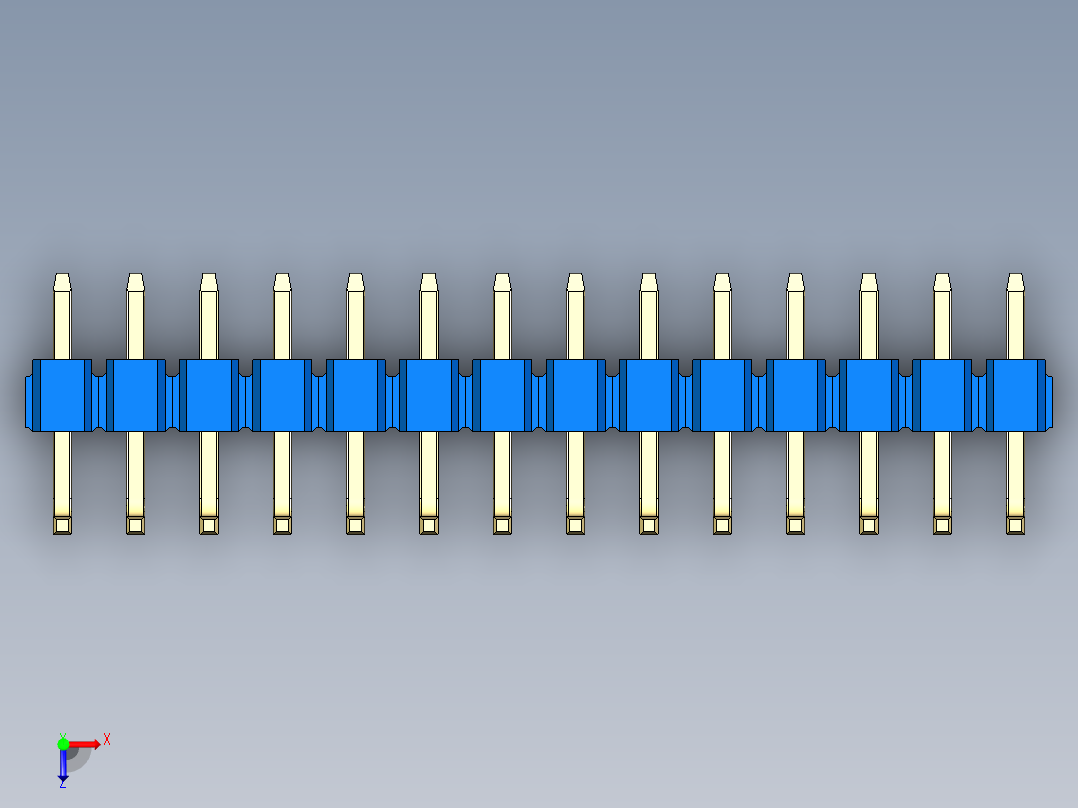 彩色公排针 100mil 2.54mm 系列-DS1022_blue_14p_100mil_TypeU_rev1.0俯视图