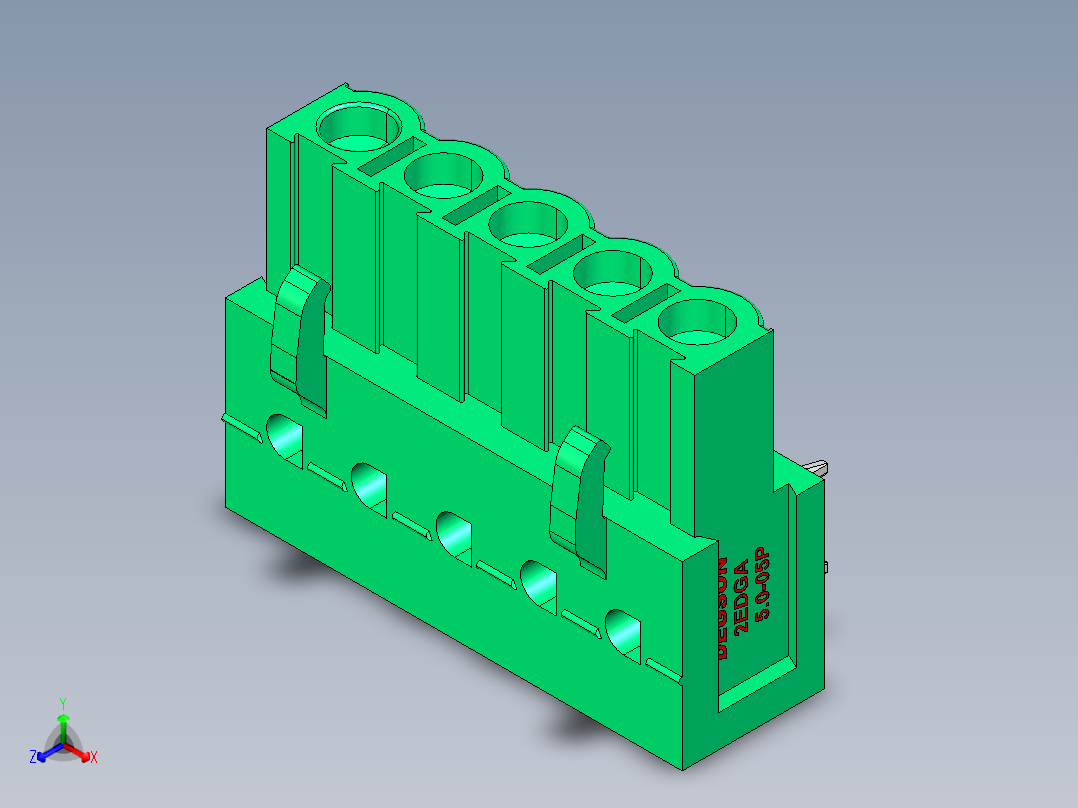 DEGSON 2EDG 系列 5.0mm 可插拔接线端子组-2EDGA-5.0-05P-14-00AH正等轴测图