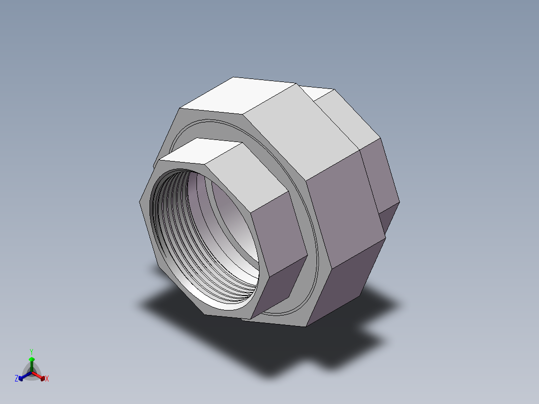 活接-等径内丝直通 DN40正等轴测图
