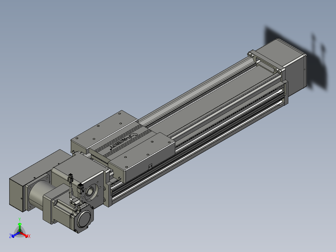 威洛博直线电机模组EB16-L208-S450-BR-ZP75-MS3-5K正等轴测图