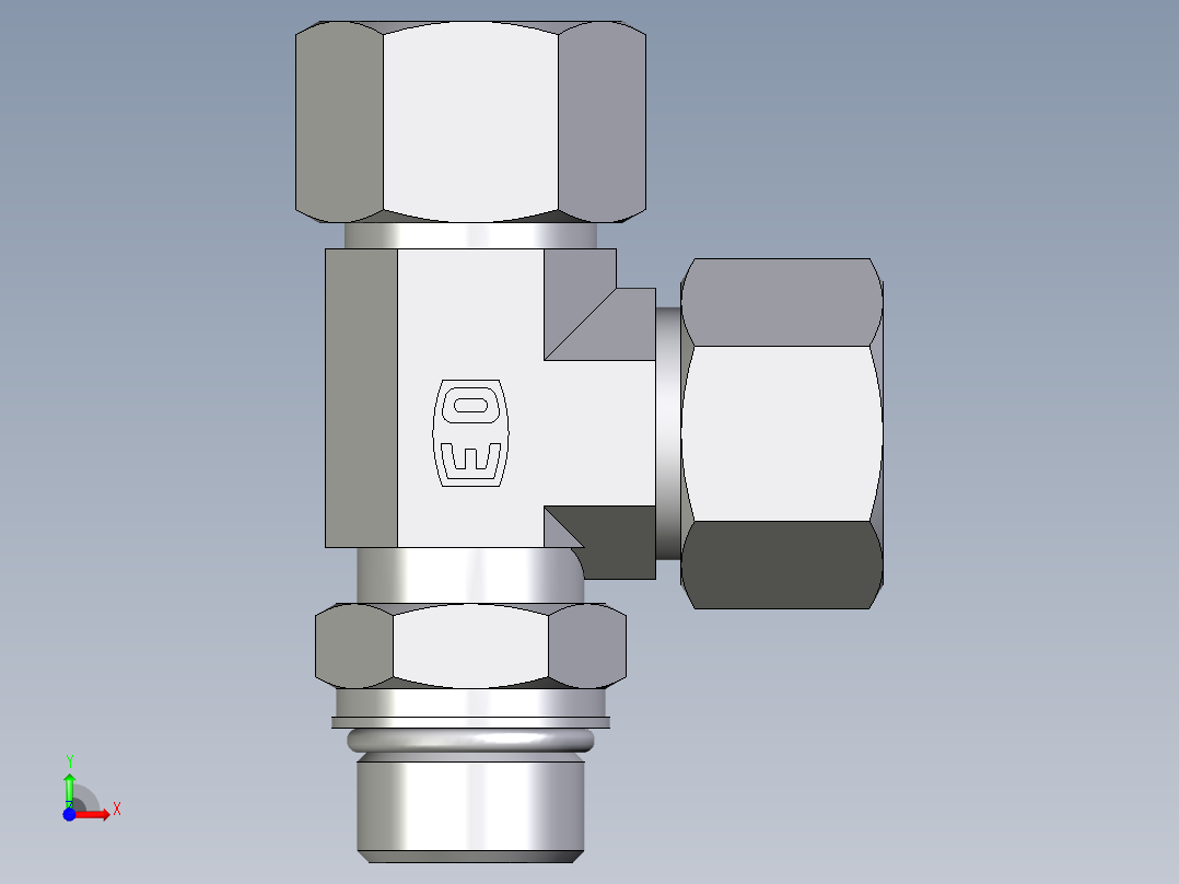 卡套式工业通用硬管接头EO_Adjustable_locknut_run_tee_LEE20SMORCF前视图
