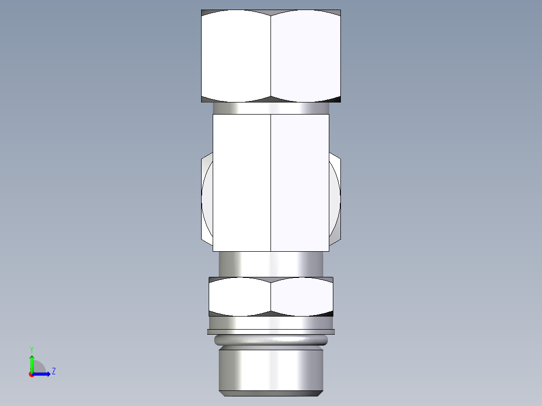 卡套式工业通用硬管接头EO_Adjustable_locknut_run_tee_LEE20SMORCF左视图
