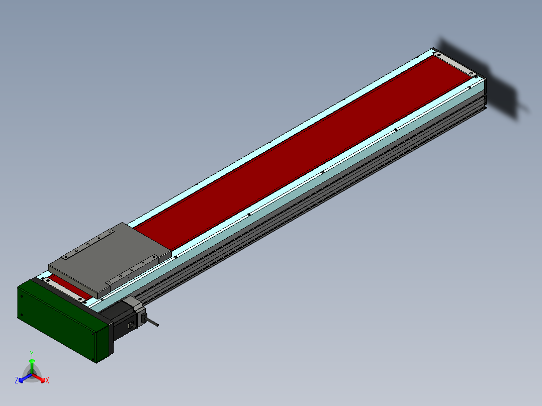 直线模组，行程 1200 mm正等轴测图