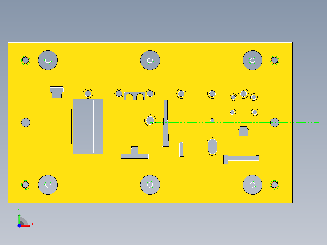 合页连接固定块级进模（CAD图+UG三维）前视图
