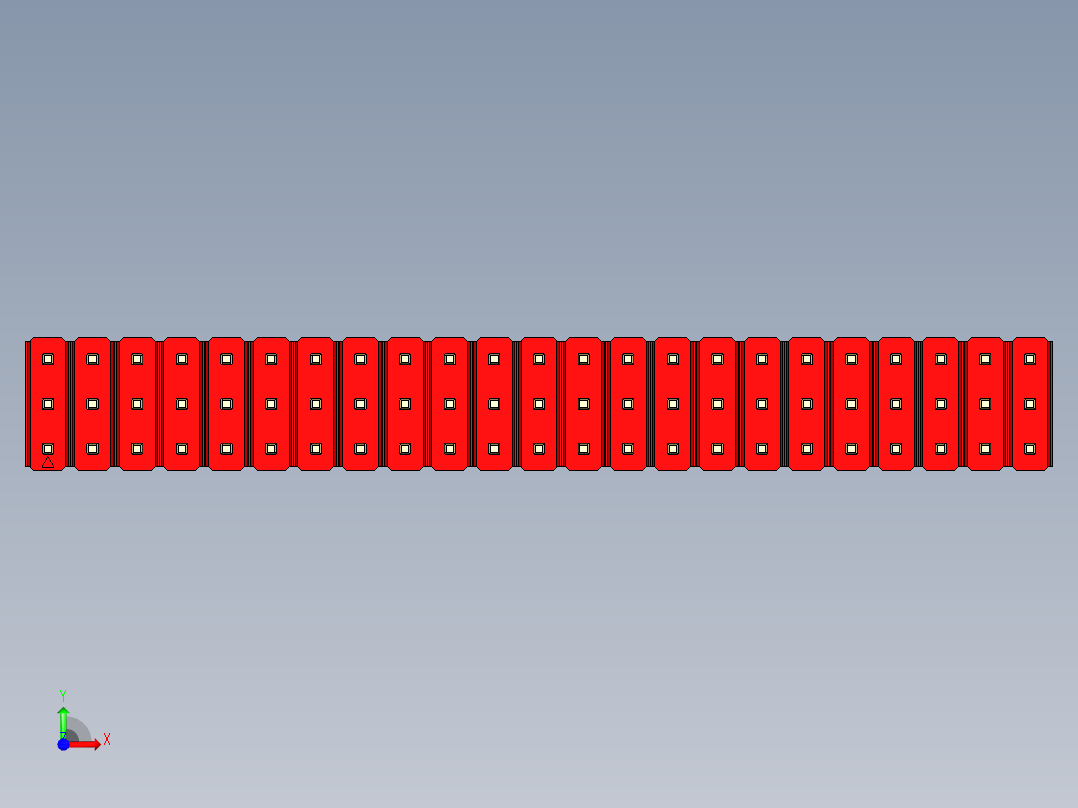 彩色公头100mil（2.54mm）系列-DS1021_red_3x23p_100mil_Type5_rev1.0前视图