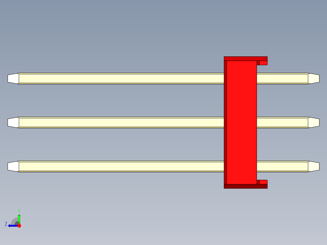 彩色公头100mil（2.54mm）系列-DS1021_red_3x23p_100mil_Type5_rev1.0右视图