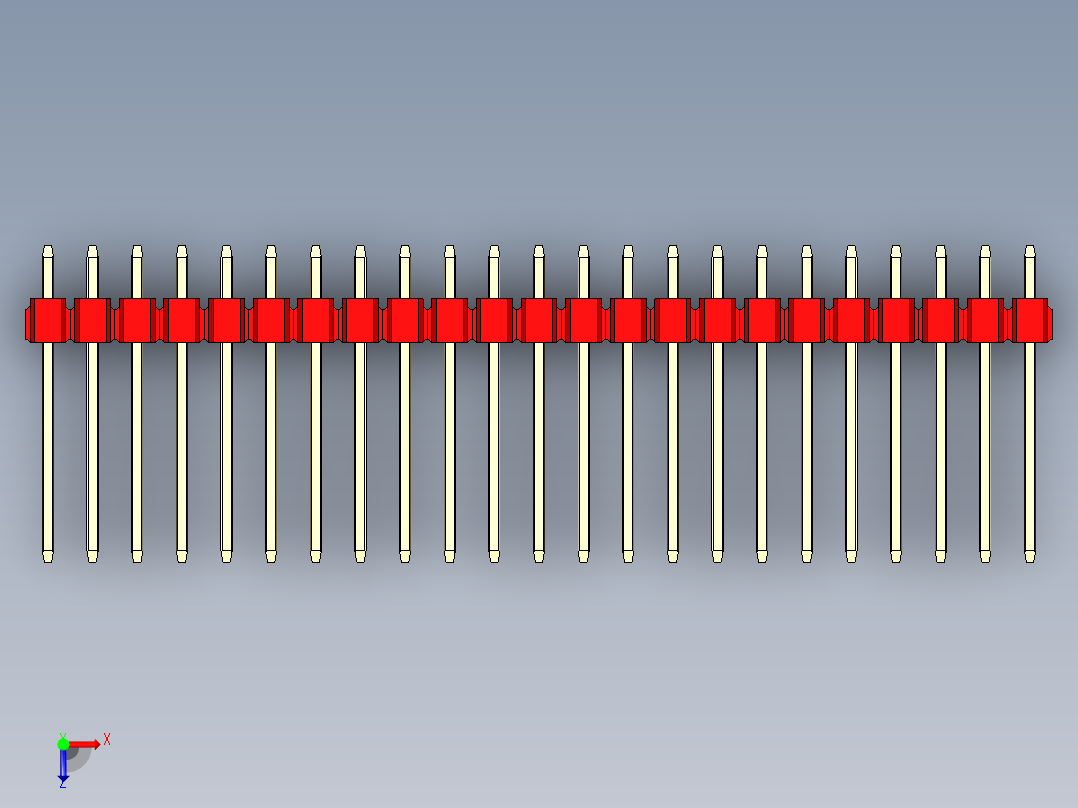 彩色公头100mil（2.54mm）系列-DS1021_red_3x23p_100mil_Type5_rev1.0俯视图
