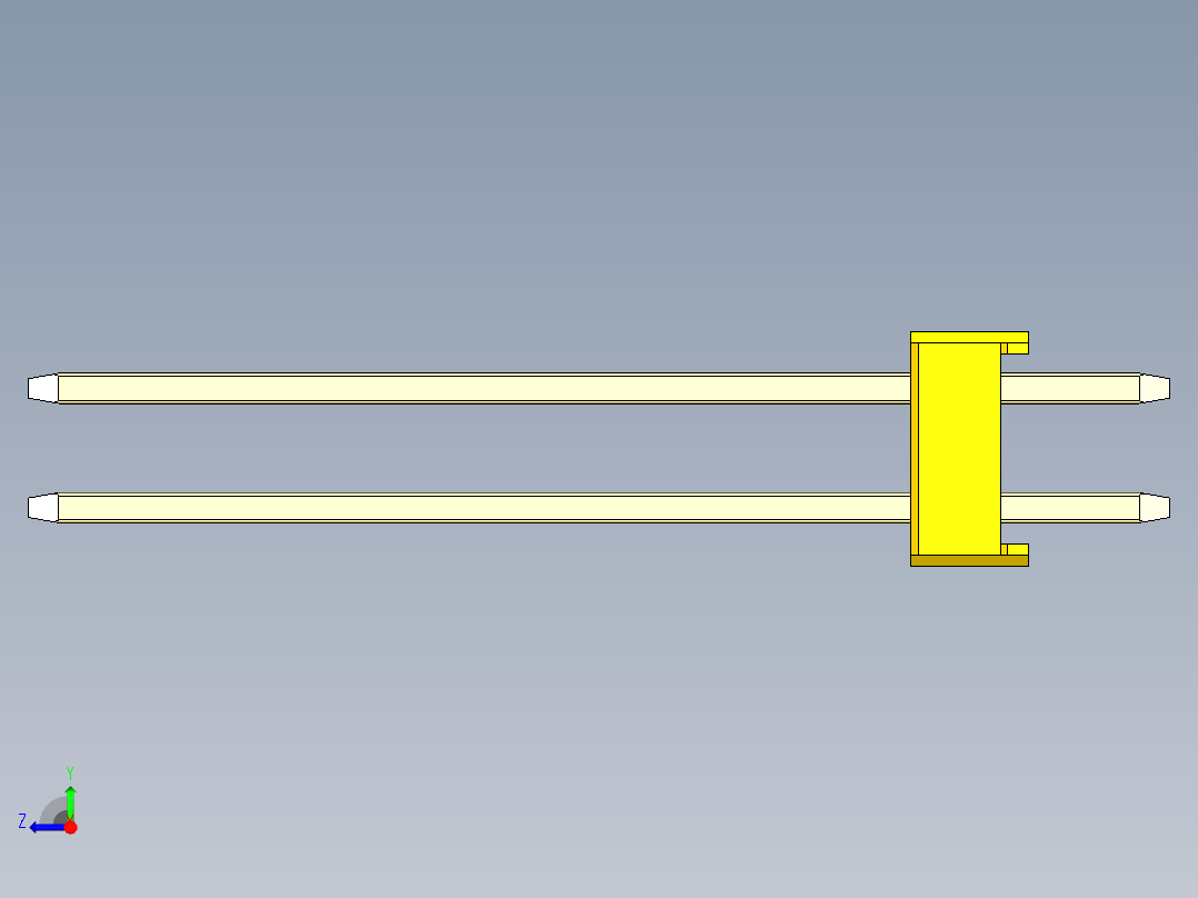 彩色公头100mil（2.54mm）系列-DS1021_yellow_2x02p_100mil_Type19_rev1.0右视图